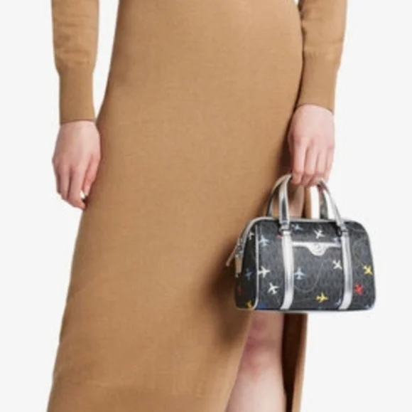 Michael Kors Small Black Airplane Print Crossbody